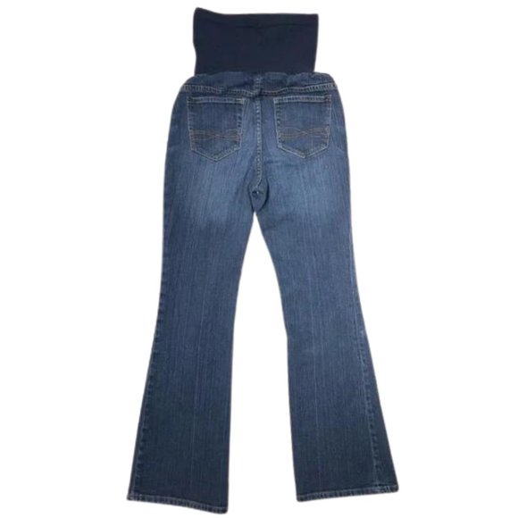 A Pea In The Pod Medium Dark Wash Denim Full Belly Maternity Bootcut Jeans - Picture 2 of 8